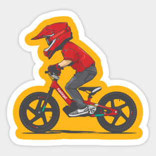 kid ride a push bike Sticker